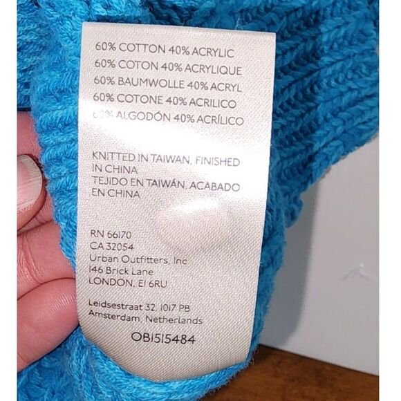 Free People Bell Song Pullover Cropped Teal Cable Knit Sweater Sz XS - Picture 9 of 9